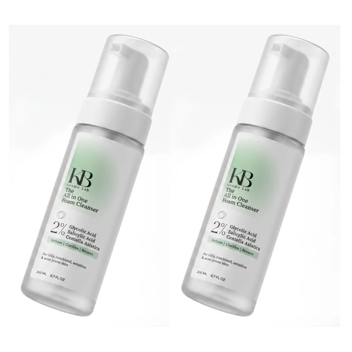 KB Cosmo Lab All in One Foam Cleanser | AHA & BHA Exfoliating Face Wash 1+1