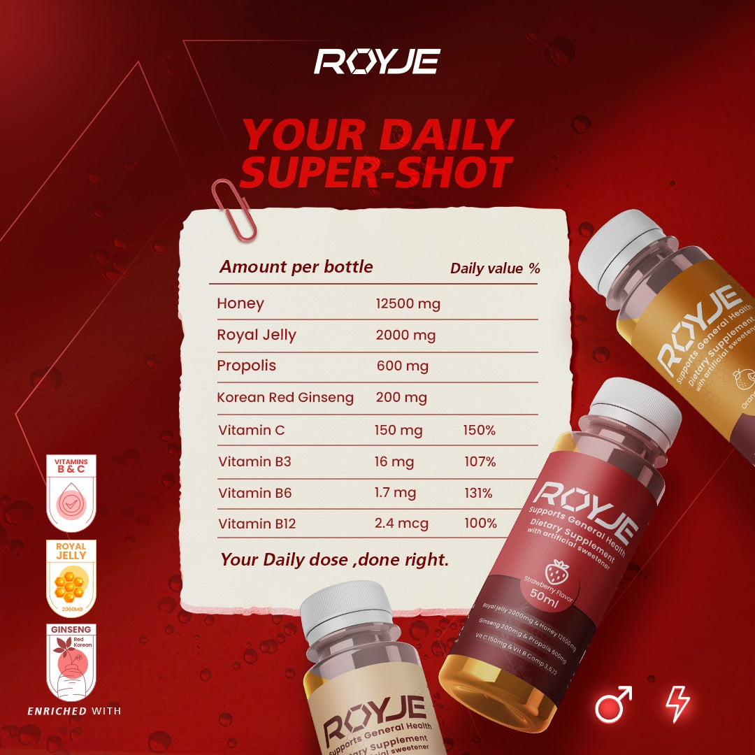 ROYJE Natural Energy Shot for Men 6 Pack (6 × 50ml)