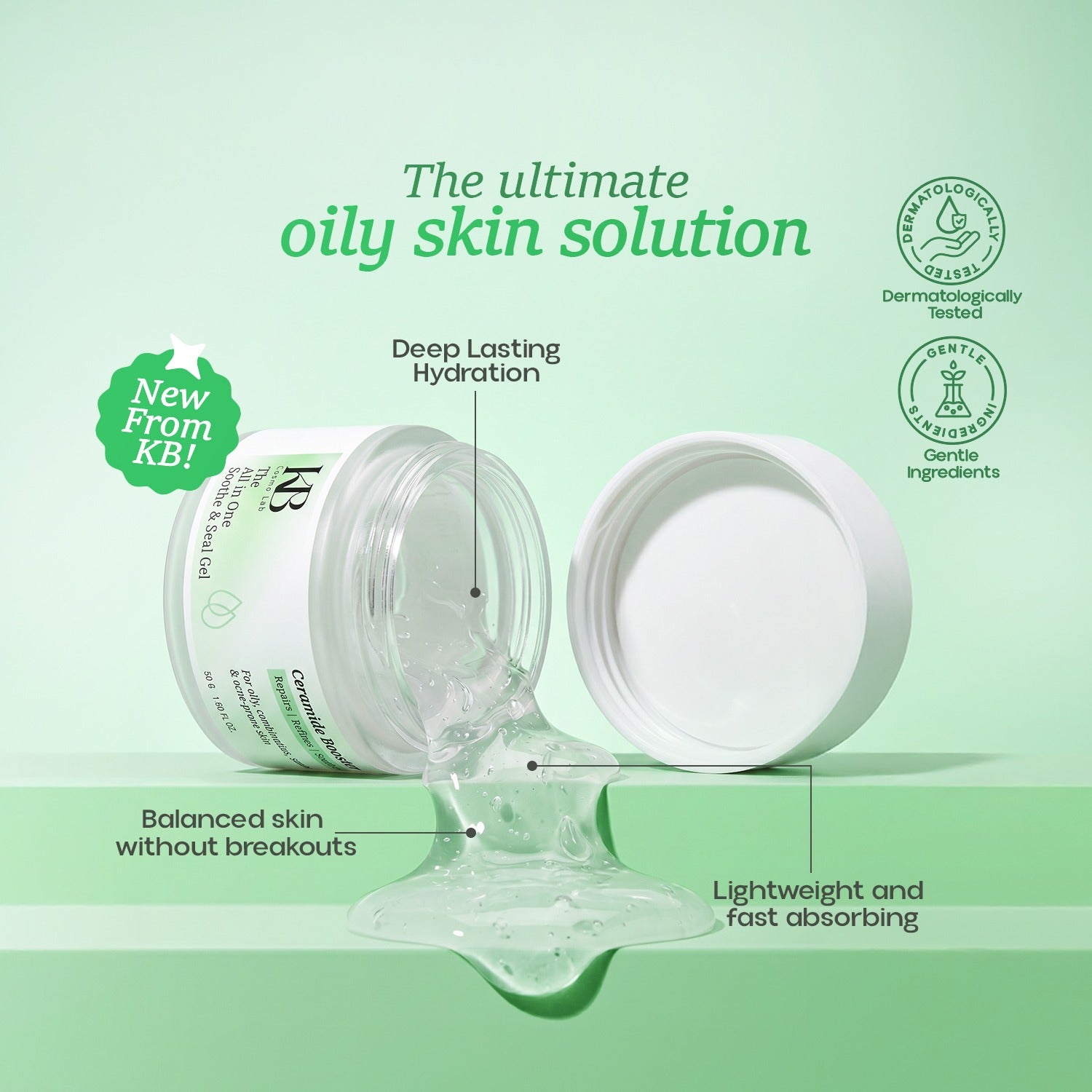 KB Cosmo Lab All in One Soothe & Seal Gel | Barrier Repair Moisturizer with Ceramides